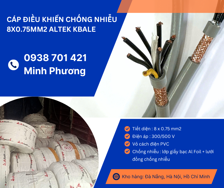 Cáp điều khiển chống nhiễu 8x0.75mm² – Giải pháp truyền tín hiệu ổn định